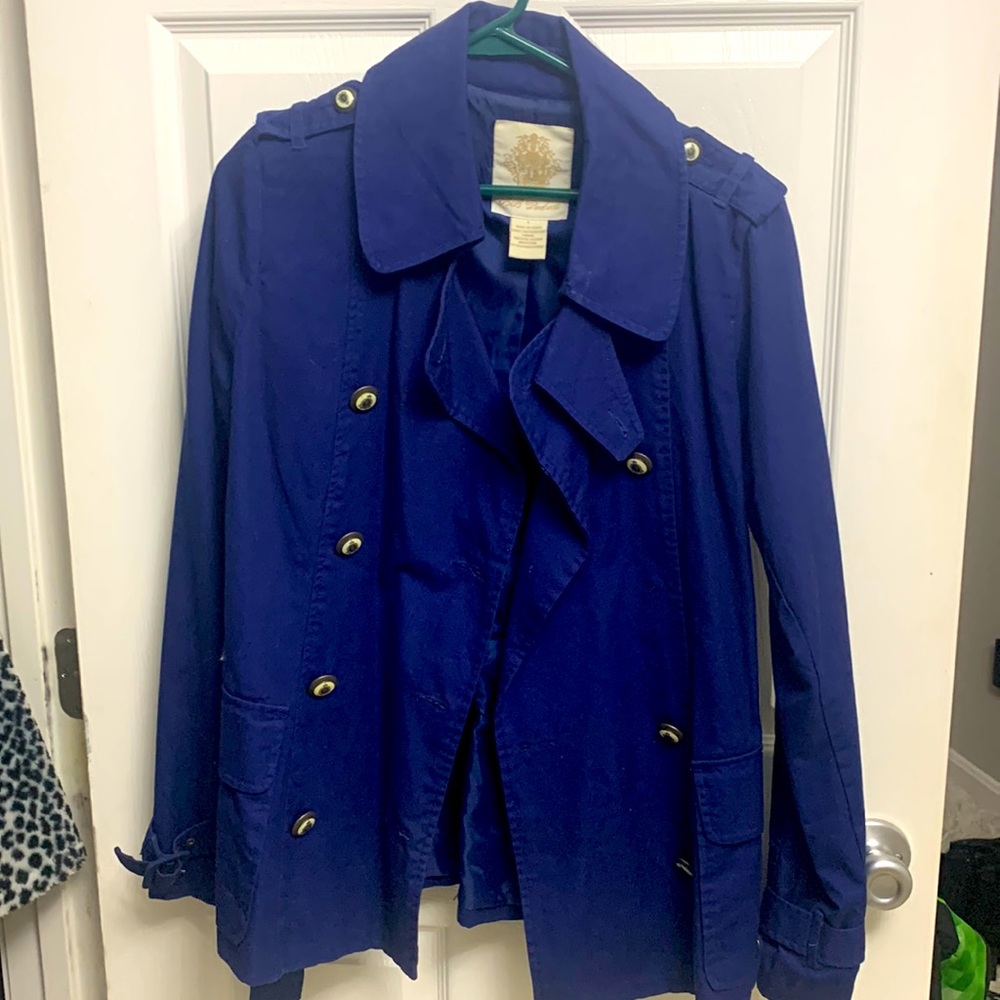 BB Dakota blue trench jacket with design button detailing